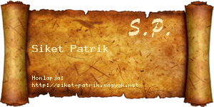 Siket Patrik névjegykártya