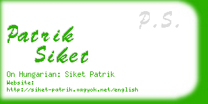 patrik siket business card